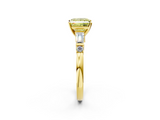 Yellow gold Fancy Yellow Princess  Cut Diamond Ring with Baguette Side Stones, Channel Set Band, and Four-Prong Setting_2