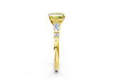Yellow gold Fancy Yellow Princess  Cut Diamond Ring with Baguette Side Stones, Channel Set Band, and Four-Prong Setting_26