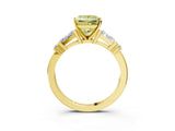 Yellow gold Fancy Yellow Princess  Cut Diamond Ring with Baguette Side Stones, Channel Set Band, and Four-Prong Setting_27