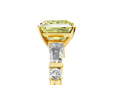 Yellow gold Fancy Yellow Princess  Cut Diamond Ring with Baguette Side Stones, Channel Set Band, and Four-Prong Setting_29