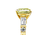 Yellow gold Fancy Yellow Princess  Cut Diamond Ring with Baguette Side Stones, Channel Set Band, and Four-Prong Setting_5