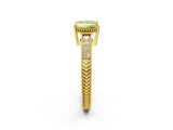 Yellow gold Fancy Yellow Princess Cut Diamond Ring with Milgrain Pavé Band and Four-Prong Setting_27