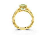 Yellow gold Fancy Yellow Princess Cut Diamond Ring with Milgrain Pavé Band and Four-Prong Setting_28