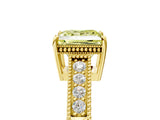 Yellow gold Fancy Yellow Princess Cut Diamond Ring with Milgrain Pavé Band and Four-Prong Setting_30