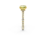 Yellow gold Fancy Yellow Princess  Cut Diamond Ring with Pavé Band and Four-Prong Setting_2