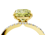 Yellow gold Fancy Yellow Princess  Cut Diamond Ring with Pavé Band and Four-Prong Setting_4