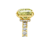 Yellow gold Fancy Yellow Princess  Cut Diamond Ring with Pavé Band and Four-Prong Setting_5
