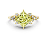 Yellow gold Fancy Yellow Princess Cut Diamond Ring with Side Stones and Four-Prong Setting_59