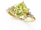 Yellow gold Fancy Yellow Princess Cut Diamond Ring with Side Stones and Four-Prong Setting_60
