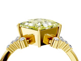 Yellow gold Fancy Yellow Princess Cut Diamond Ring with Side Stones and Four-Prong Setting_63