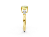 Yellow gold Fancy Yellow Princess  Cut Diamond Ring with Tapered Baguette Side Stones in Four-Prong Setting_2