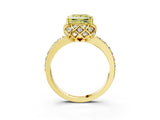 Yellow gold Fancy Yellow Princess Cut Diamond Scalloped Halo Engagement Ring with Round Shared Prong Band_15