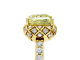 Yellow gold Fancy Yellow Princess Cut Diamond Scalloped Halo Engagement Ring with Round Shared Prong Band_17