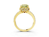Yellow gold Fancy Yellow Princess Cut Diamond Scalloped Halo Engagement Ring with Round Shared Prong Band_27