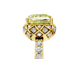 Yellow gold Fancy Yellow Princess Cut Diamond Scalloped Halo Engagement Ring with Round Shared Prong Band_29