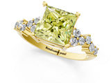Yellow gold Fancy Yellow Princess Cut Diamond Scattered Round Accent Ring with Prong Setting_13