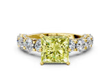 Yellow gold Fancy Yellow Princess Cut Diamond Side Stone Engagement Ring with Four-Prong Setting_24