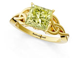 Yellow gold Fancy Yellow Princess Cut Diamond Solitaire Celtic Knot Ring with Four-Prong Setting_38