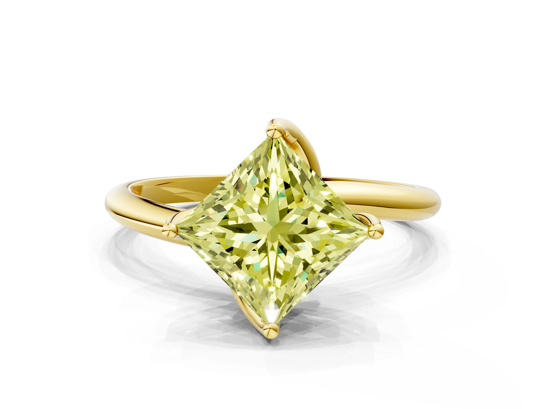 Yellow gold Fancy Yellow Princess Cut Diamond Solitaire Engagement Ring with Four-Prong Setting and Classic Band_20