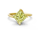 Yellow gold Fancy Yellow Princess Cut Diamond Solitaire Engagement Ring with Four-Prong Setting and Classic Band_20