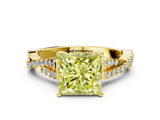 Yellow gold Fancy Yellow Princess Cut Diamond Solitaire Engagement Ring with Twisted Pavé Band and Four-Prong Setting_32