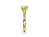 Yellow gold Fancy Yellow Princess Cut Diamond Solitaire Engagement Ring with Twisted Pavé Band and Four-Prong Setting_34