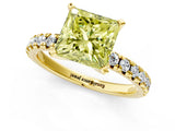 Yellow gold Fancy Yellow Princess Cut Diamond Solitaire Pavé Engagement Ring with Round Band and Prong Setting_73