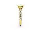 Yellow gold Fancy Yellow Princess Cut Diamond Solitaire Pavé Engagement Ring with Round Band and Prong Setting_74