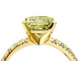 Yellow gold Fancy Yellow Princess Cut Diamond Solitaire Pavé Engagement Ring with Round Band and Prong Setting_76