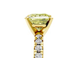 Yellow gold Fancy Yellow Princess Cut Diamond Solitaire Pavé Engagement Ring with Round Band and Prong Setting_77