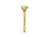 Yellow gold Fancy Yellow Princess Cut Diamond Solitaire Ring with Beaded Band and Prong Setting_25