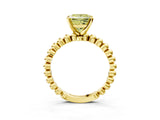 Yellow gold Fancy Yellow Princess Cut Diamond Solitaire Ring with Beaded Band and Prong Setting_26