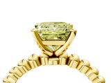 Yellow gold Fancy Yellow Princess Cut Diamond Solitaire Ring with Beaded Band and Prong Setting_27
