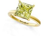 Yellow gold Fancy Yellow Princess Cut Diamond Solitaire Ring with Classic Band and Four-Prong Setting_1