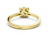 Yellow gold Fancy Yellow Princess Cut Diamond Solitaire Ring with Flower Prong Setting and Classic Band_36