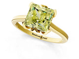 Yellow gold Fancy Yellow Princess Cut Diamond Solitaire Ring with Flower Prong Setting and Classic Band_54