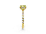 Yellow gold Fancy Yellow Princess Cut Diamond Solitaire Ring with Four-Prong Setting and Pavé Band_5