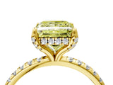 Yellow gold Fancy Yellow Princess Cut Diamond Solitaire Ring with Four-Prong Setting and Pavé Band_7