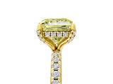 Yellow gold Fancy Yellow Princess Cut Diamond Solitaire Ring with Four-Prong Setting and Pavé Band_8