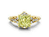 Yellow gold Fancy Yellow Princess Cut Diamond Solitaire Ring with Hidden Halo and Pavé Band_27