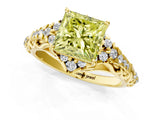 Yellow gold Fancy Yellow Princess Cut Diamond Solitaire Ring with Hidden Halo and Pavé Band_28