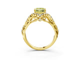 Yellow gold Fancy Yellow Princess Cut Diamond Solitaire Ring with Hidden Halo and Pavé Band_30