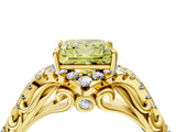 Yellow gold Fancy Yellow Princess Cut Diamond Solitaire Ring with Hidden Halo and Pavé Band_31
