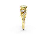 Yellow gold Fancy Yellow Princess Cut Diamond Solitaire Ring with Milgrain Pavé Band and Four-Prong Setting_20