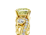 Yellow gold Fancy Yellow Princess Cut Diamond Solitaire Ring with Milgrain Pavé Band and Four-Prong Setting_23