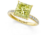 Yellow gold Fancy Yellow Princess Cut Diamond Solitaire Ring with Pavé Band and Hidden Halo_21