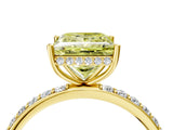 Yellow gold Fancy Yellow Princess Cut Diamond Solitaire Ring with Pavé Band and Hidden Halo_24