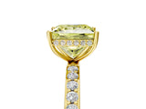 Yellow gold Fancy Yellow Princess Cut Diamond Solitaire Ring with Pavé Band and Hidden Halo_25