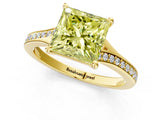Yellow gold Fancy Yellow Princess Cut Diamond Solitaire Ring with Pavé Band and Prong Setting_13