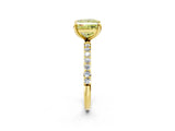 Yellow gold Fancy Yellow Princess Cut Diamond Solitaire Ring with Pave Band and Four Prong Setting_14
